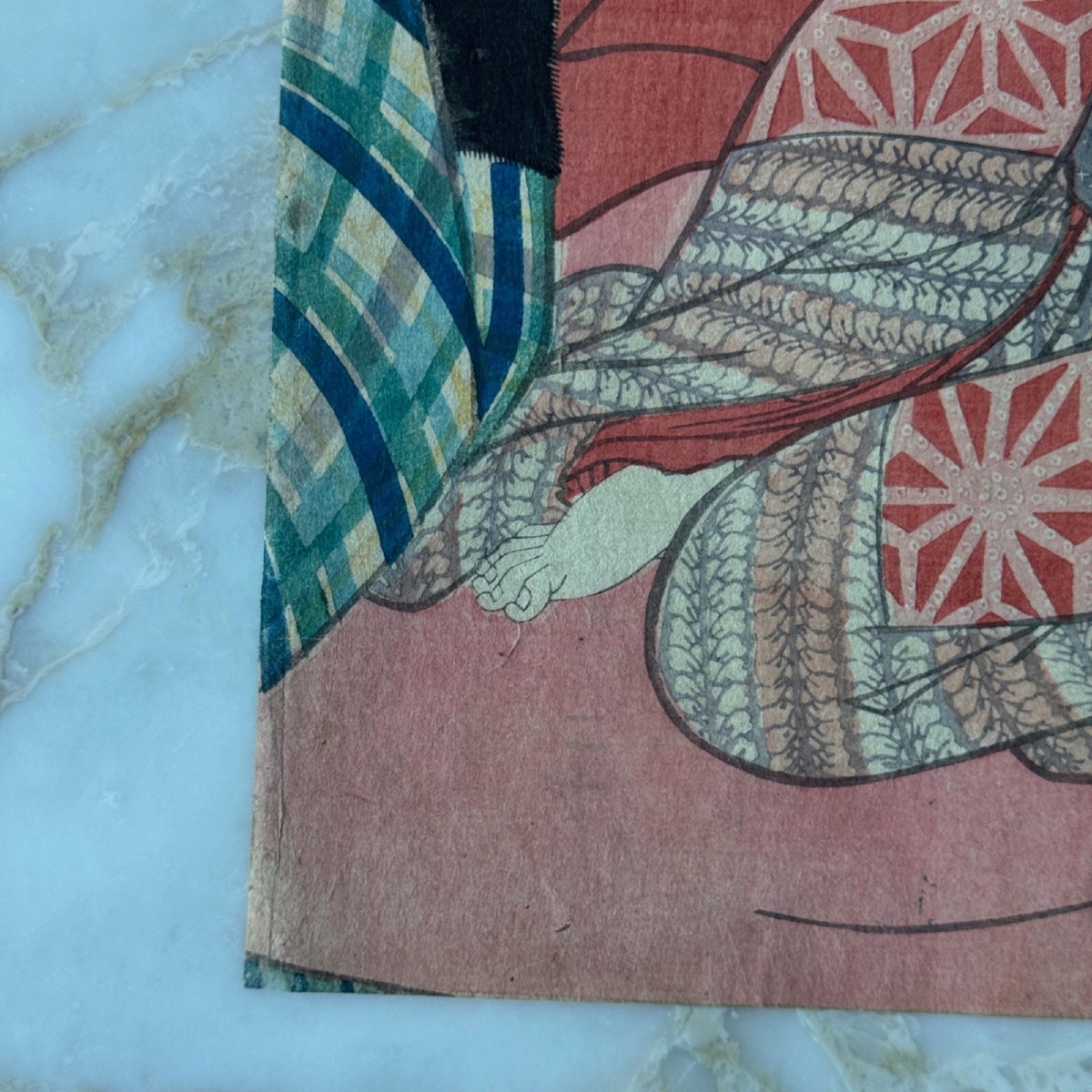 Estampe japonaise ancienne Toyokuni III Kunisada femme au repos -photo-5