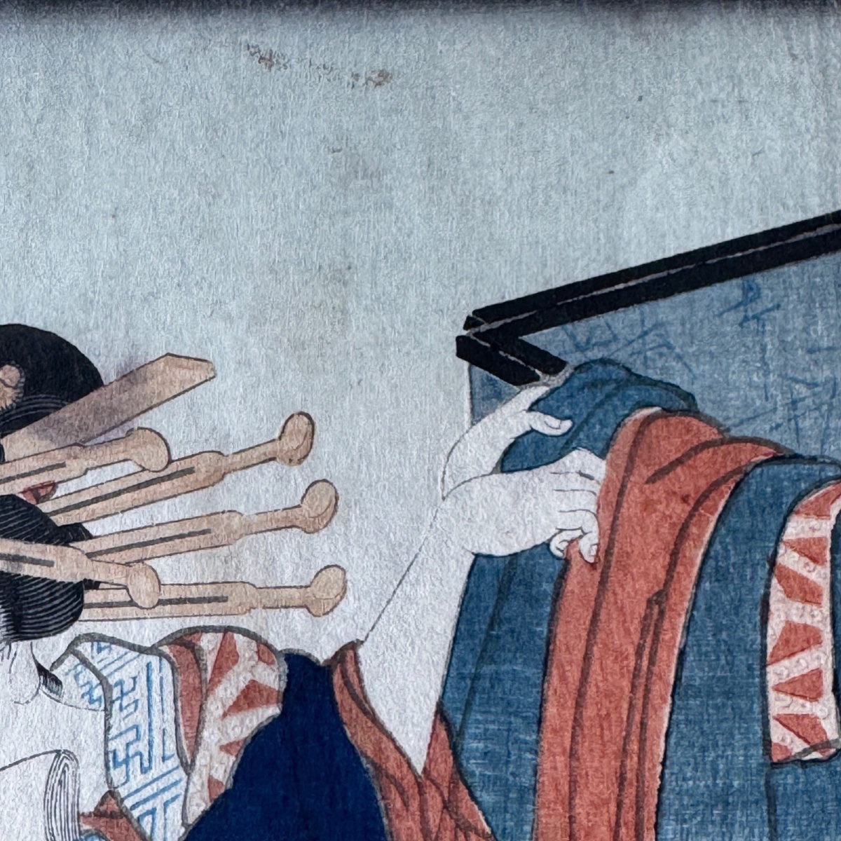 Estampe japonaise ancienne Toyokuni III Kunisada femme au kimono -photo-1