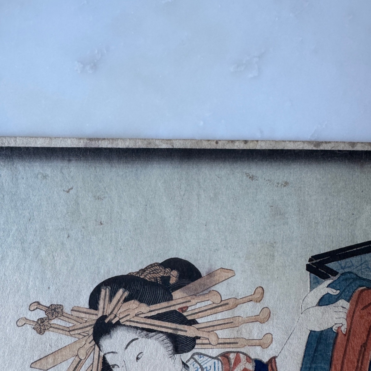 Estampe japonaise ancienne Toyokuni III Kunisada femme au kimono -photo-6