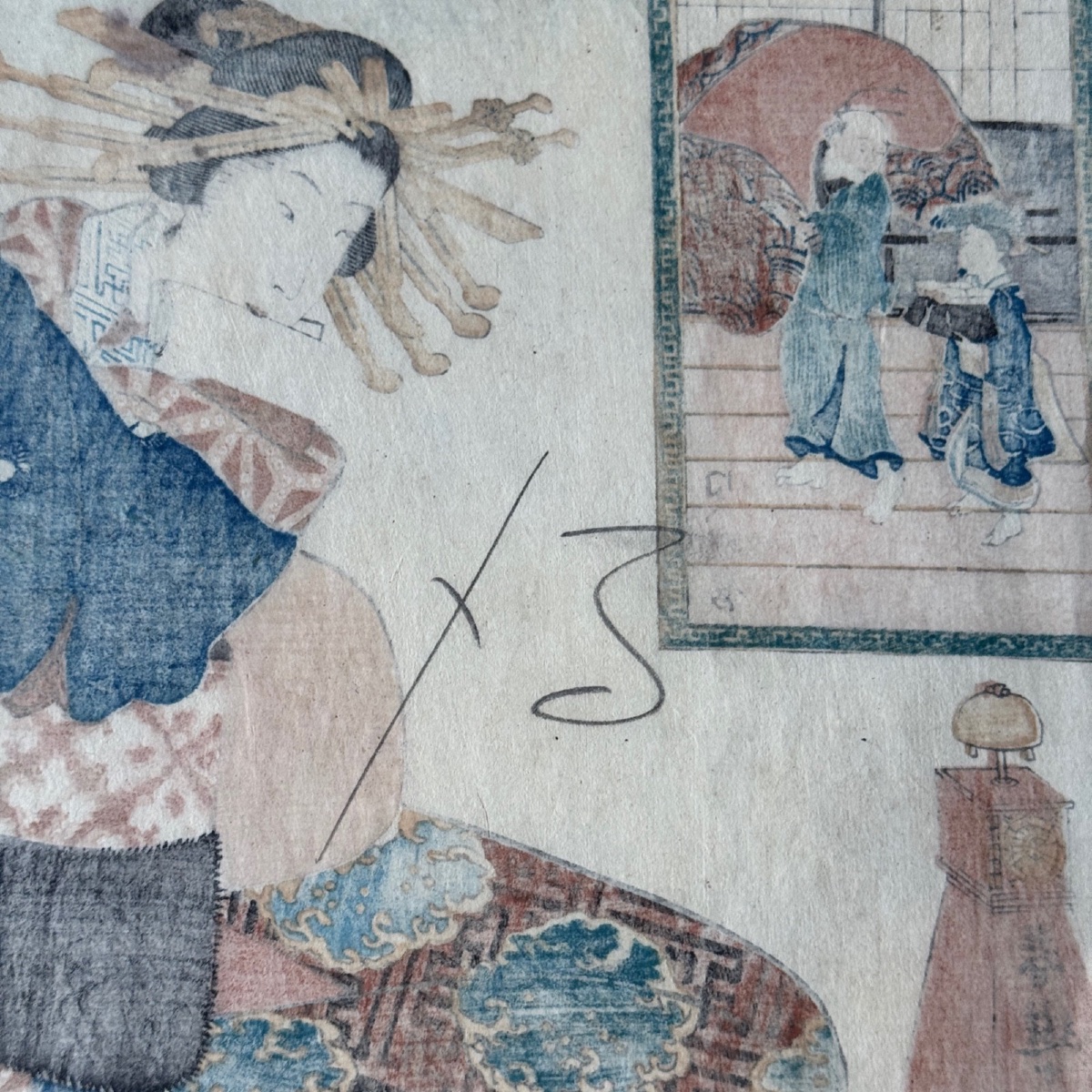 Estampe japonaise ancienne Toyokuni III Kunisada femme au kimono -photo-8