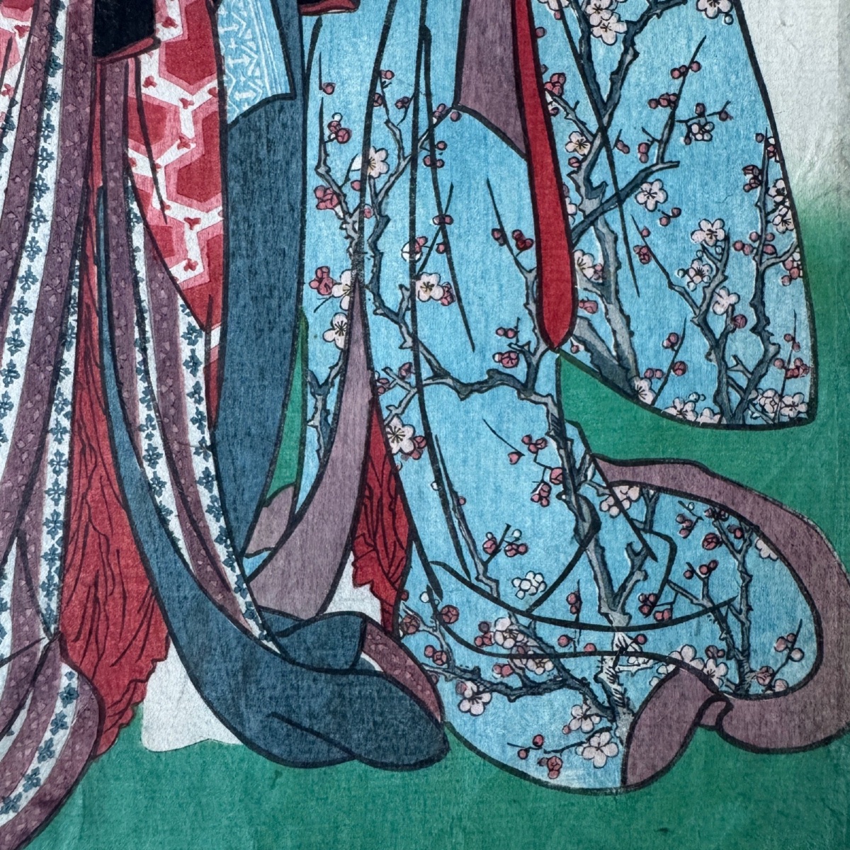 Antique Japanese Print By Toyokuni III Kunisada: Two Women In Kimonos -photo-3