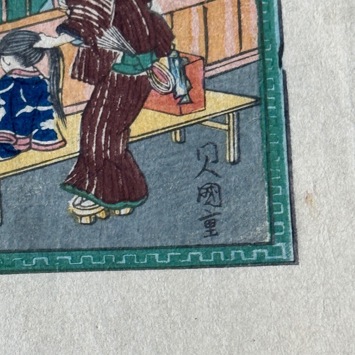 Antique Japanese Woodblock Print By Toyokuni III Kunisada: Woman With A Mirror -photo-6