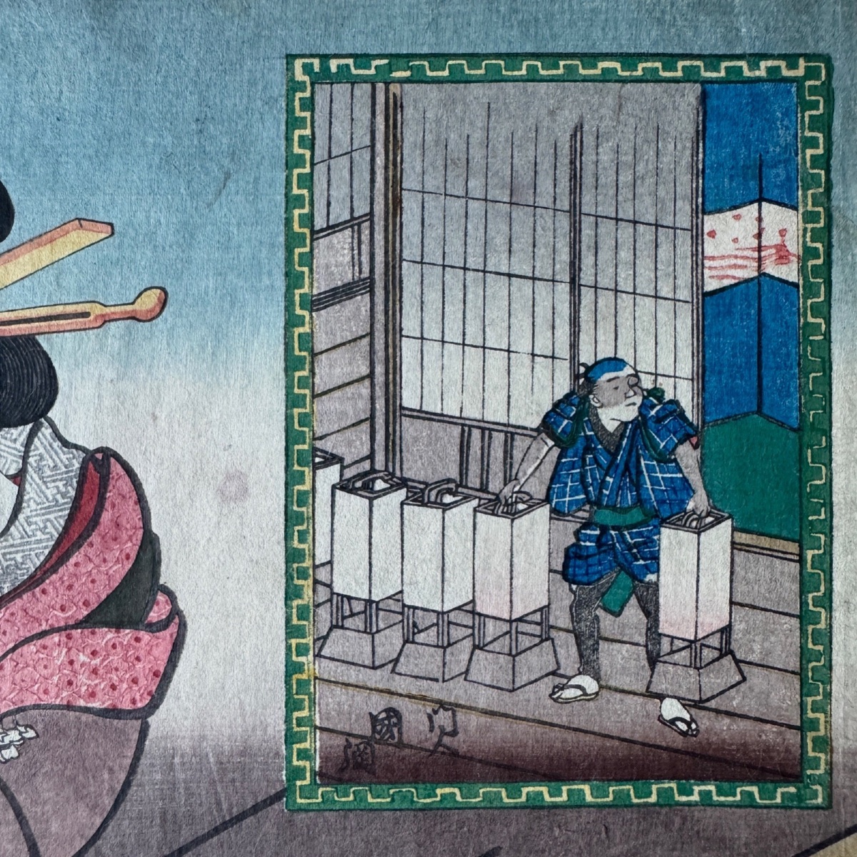Antique Japanese Print By Toyokuni III Kunisada: Woman In A Kimono -photo-4