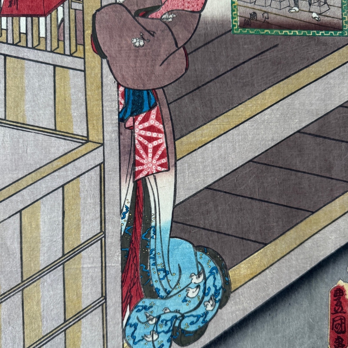 Antique Japanese Print By Toyokuni III Kunisada: Woman In A Kimono -photo-1