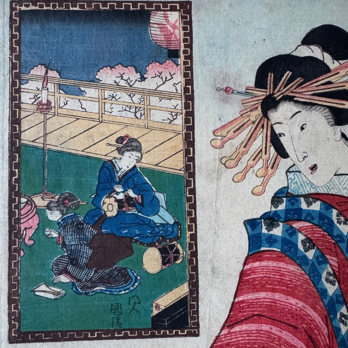 Antique Japanese Print By Toyokuni III Kunisada: Courtesan In A Kimono -photo-1