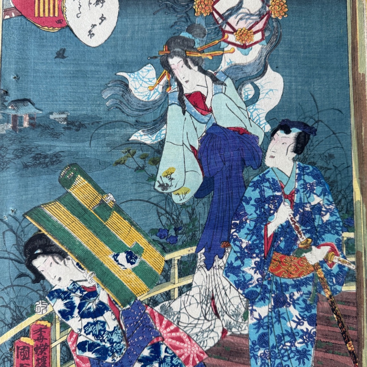 Antique Japanese Print By Toyokuni III Kunisada: Women In Kimonos -photo-3