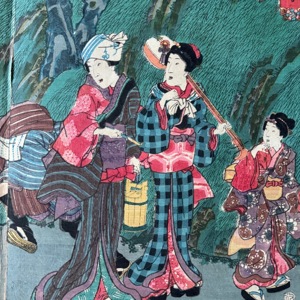 "genji: Spring Cherry Blossoms" Triptych By Toyokuni III -photo-1