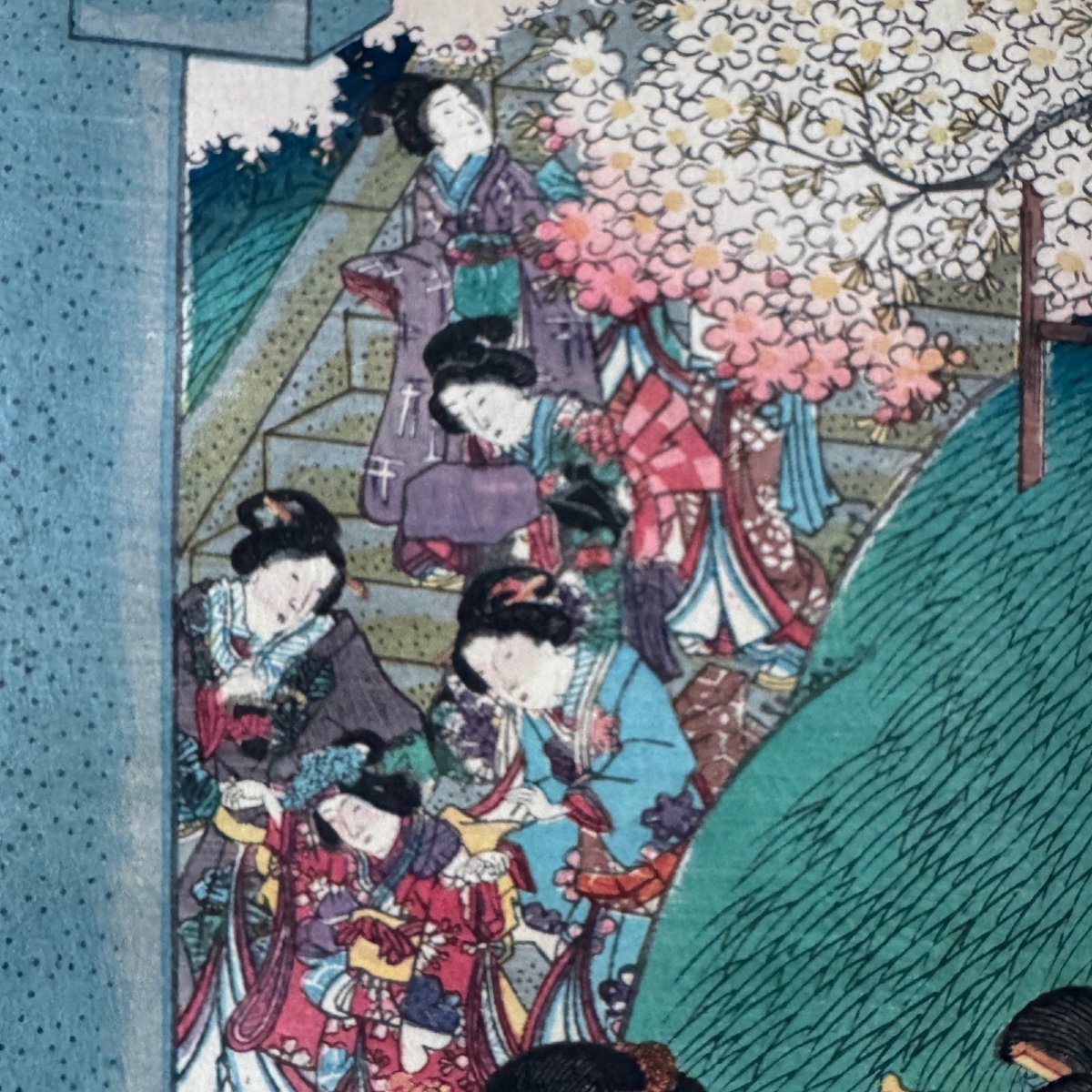 "genji: Spring Cherry Blossoms" Triptych By Toyokuni III -photo-6