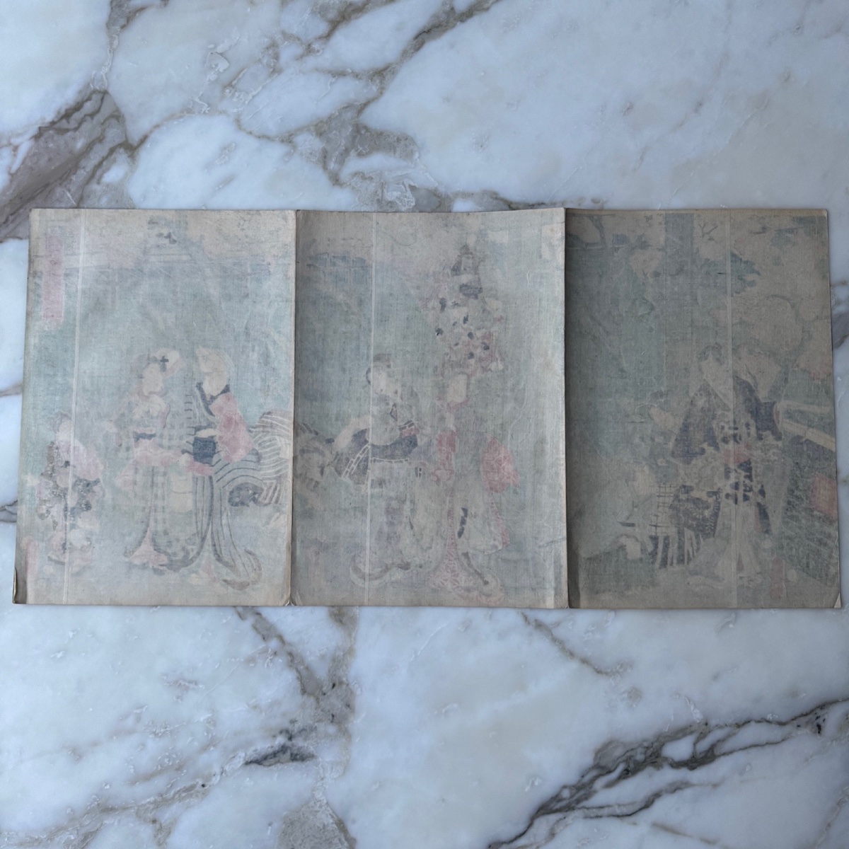 "genji: Spring Cherry Blossoms" Triptych By Toyokuni III -photo-8