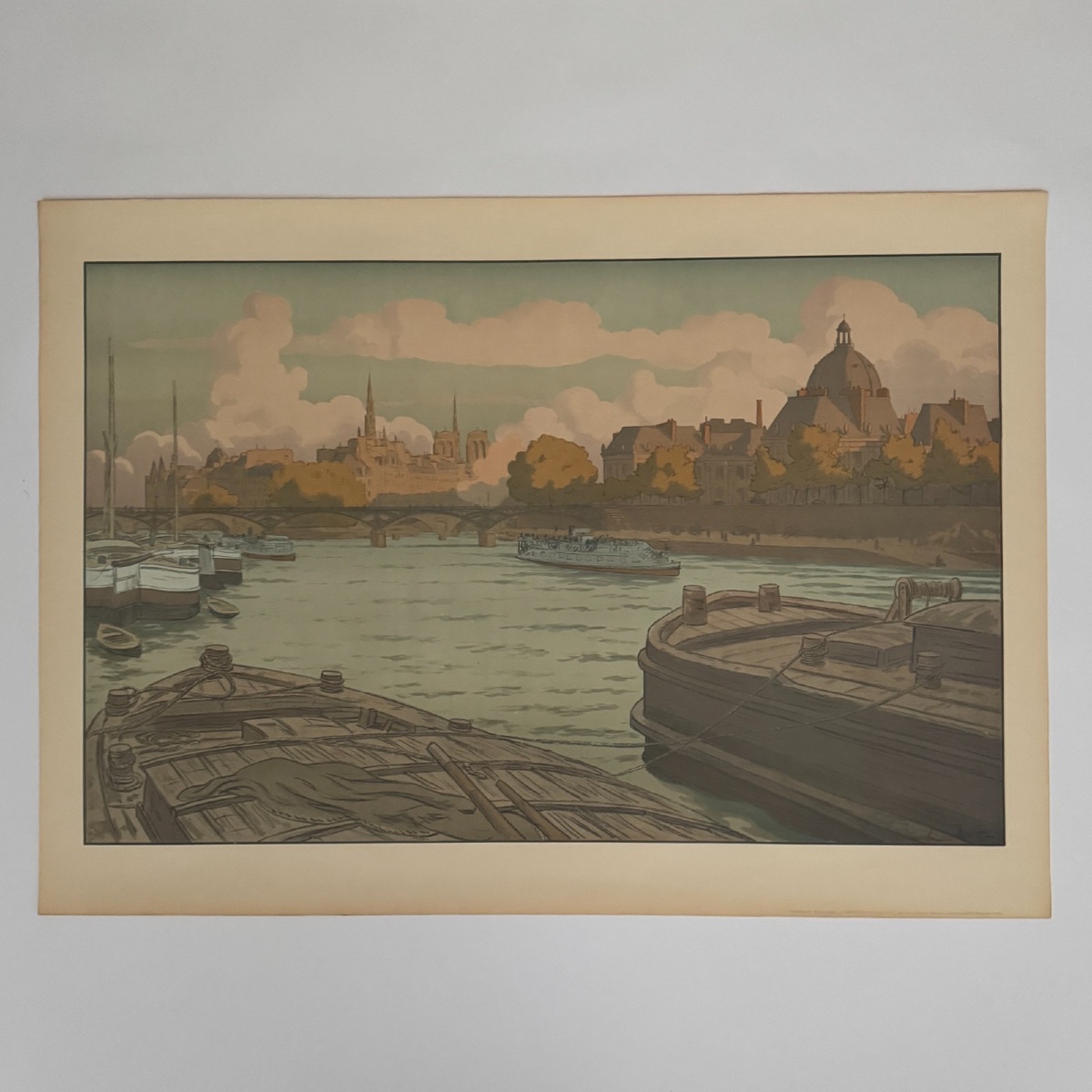 Lithographie par Henri Rivière Paysages Parisiens L'Institut et la Cité -photo-2