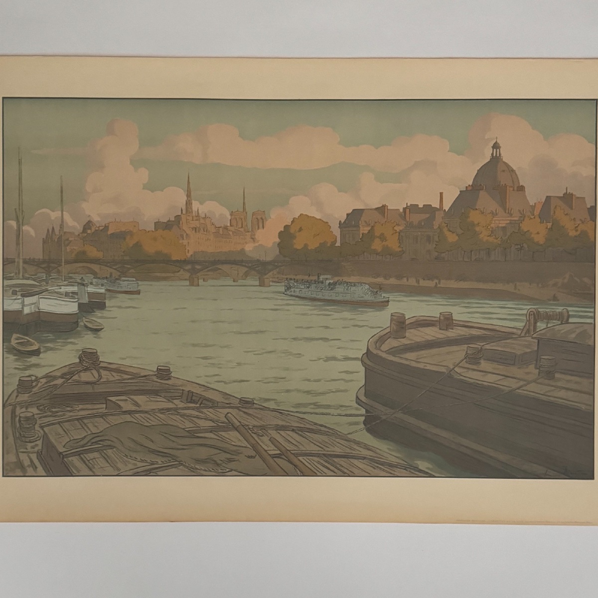 Lithographie par Henri Rivière Paysages Parisiens L'Institut et la Cité -photo-3