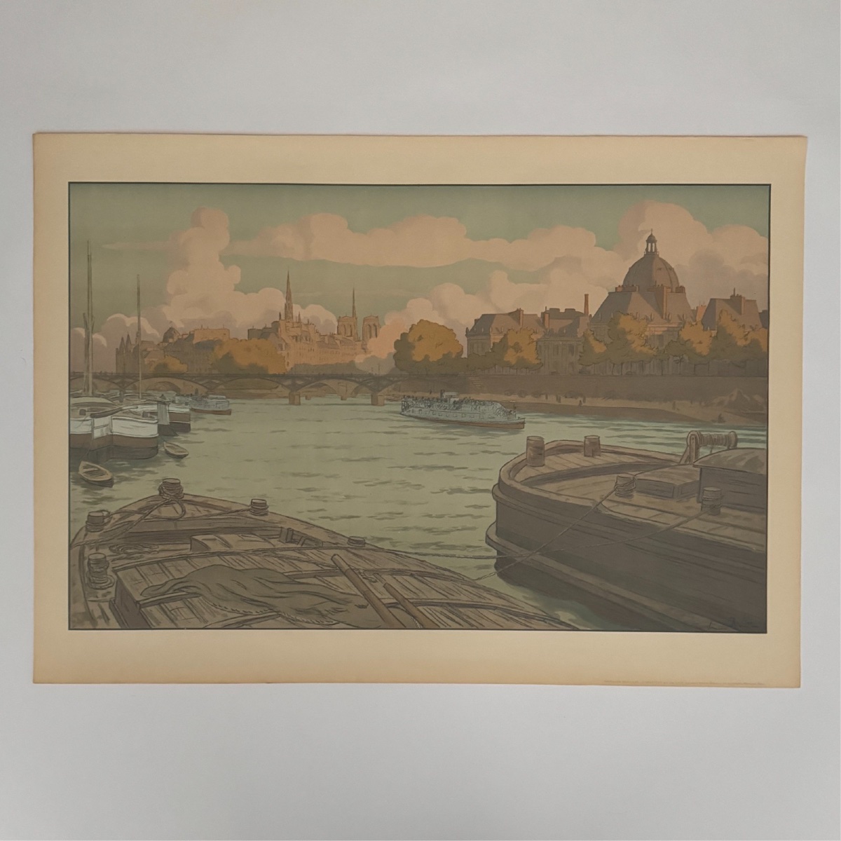Lithographie par Henri Rivière Paysages Parisiens L'Institut et la Cité -photo-5