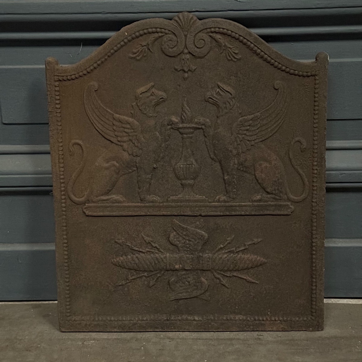 18th-century Cast-iron Mantelpiece With Griffin Decoration 