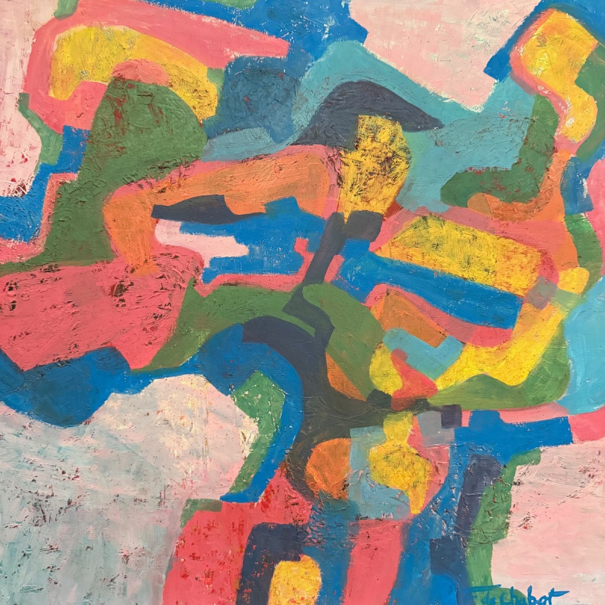 Oil On Cardboard, Modern Composition By François De Chabot, 1960 -photo-4