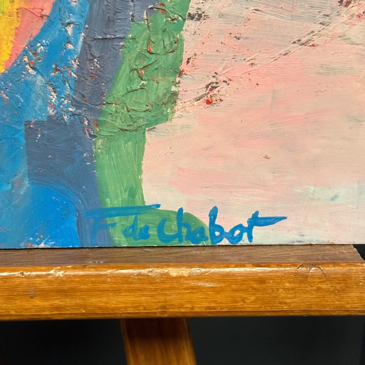Oil On Cardboard, Modern Composition By François De Chabot, 1960 -photo-1