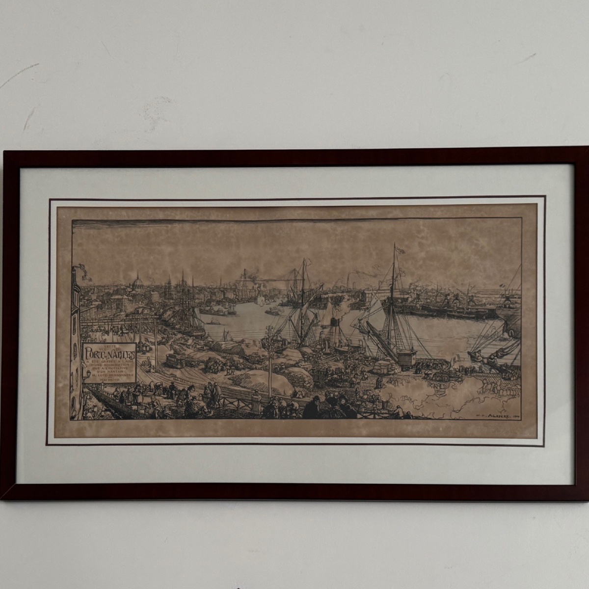 Engraving Of A View Of The Port Of Nantes By Auguste Lepère, 1906, Countersigned -photo-2