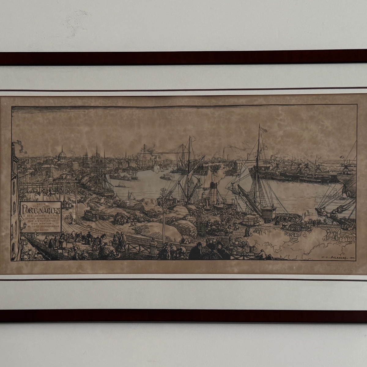 Engraving Of A View Of The Port Of Nantes By Auguste Lepère, 1906, Countersigned -photo-3