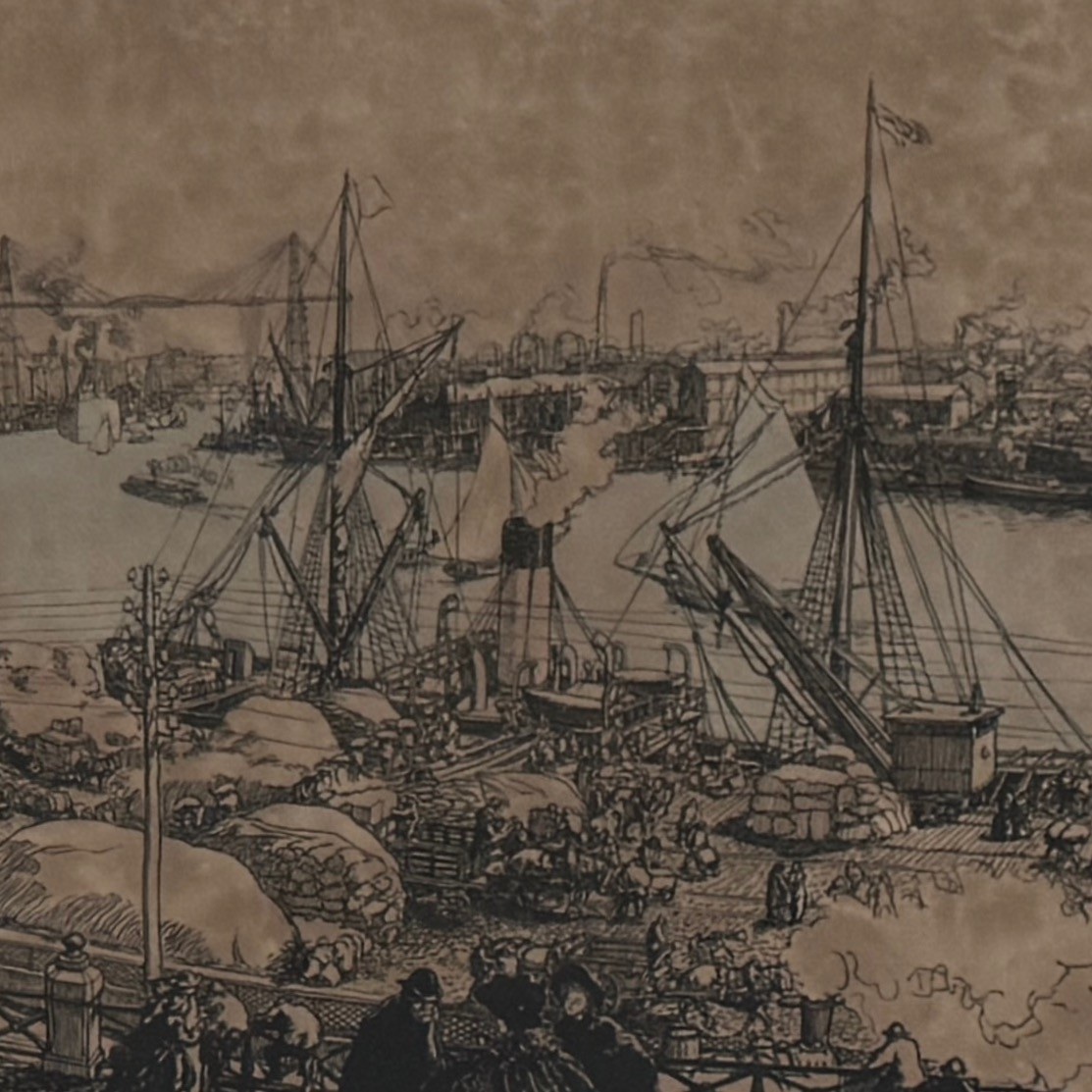 Engraving Of A View Of The Port Of Nantes By Auguste Lepère, 1906, Countersigned -photo-4
