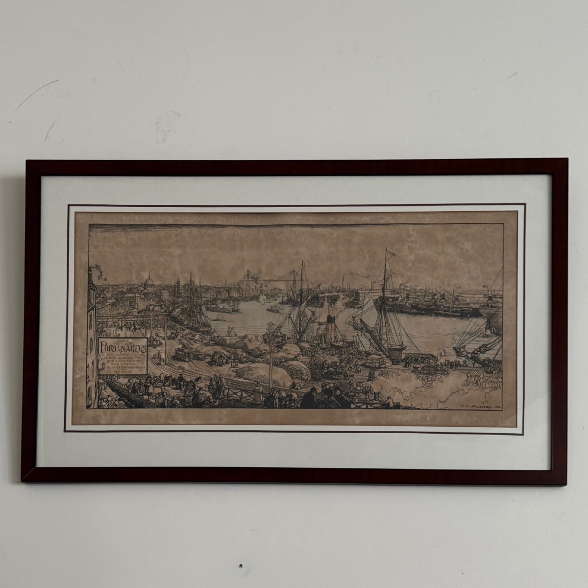 Engraving Of A View Of The Port Of Nantes By Auguste Lepère, 1906, Countersigned 
