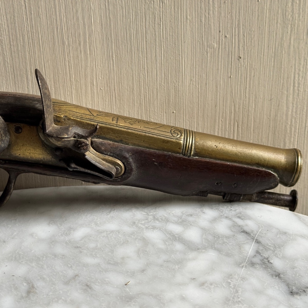 Pistolet d'officier de marine fin XVIIIe début XIXe-photo-1