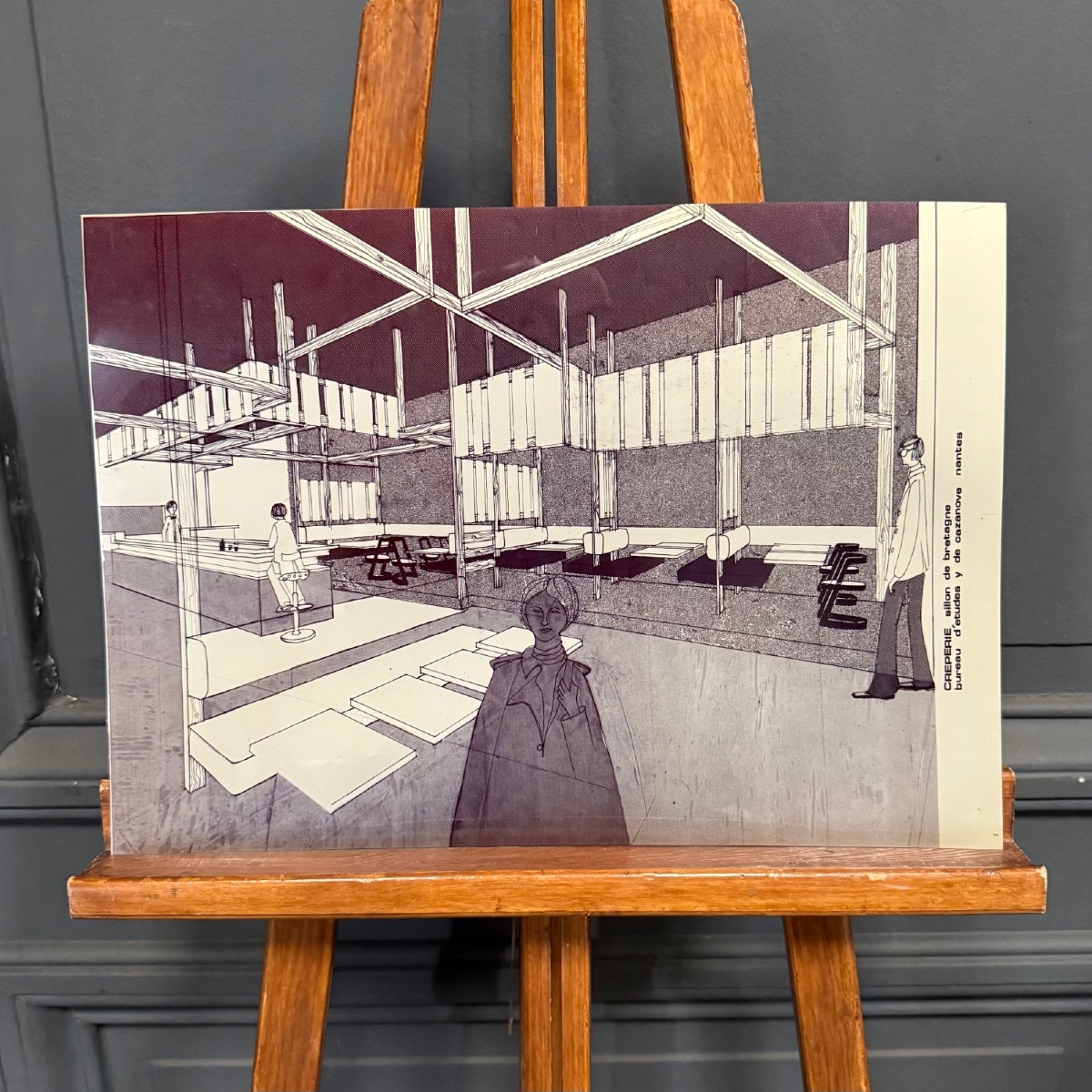 Dessin projet d'aménagement de crêperie par François de Chabot 1970 -photo-2