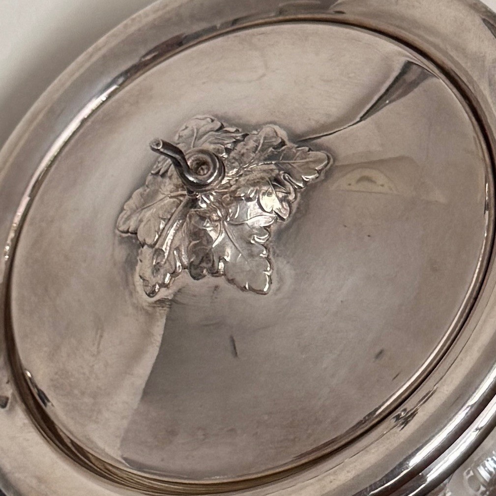 Sucrier en cristal et métal argenté fin XIXe prises Louis XV-photo-8