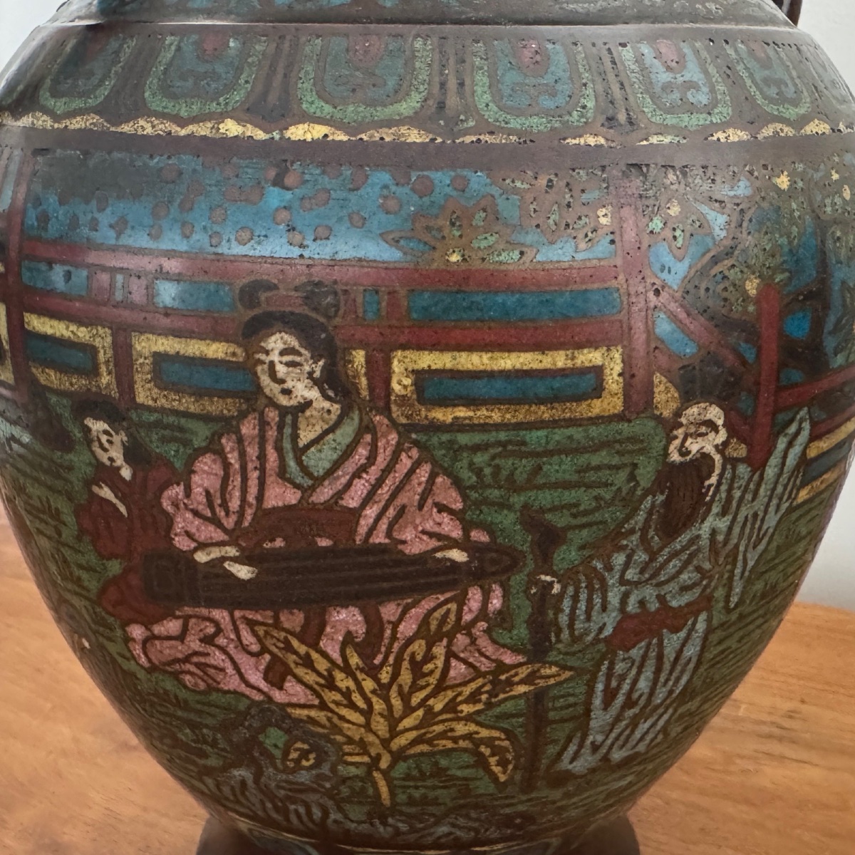 Paire de vases en bronze et émail cloisonné Japon fin XIXe-photo-5