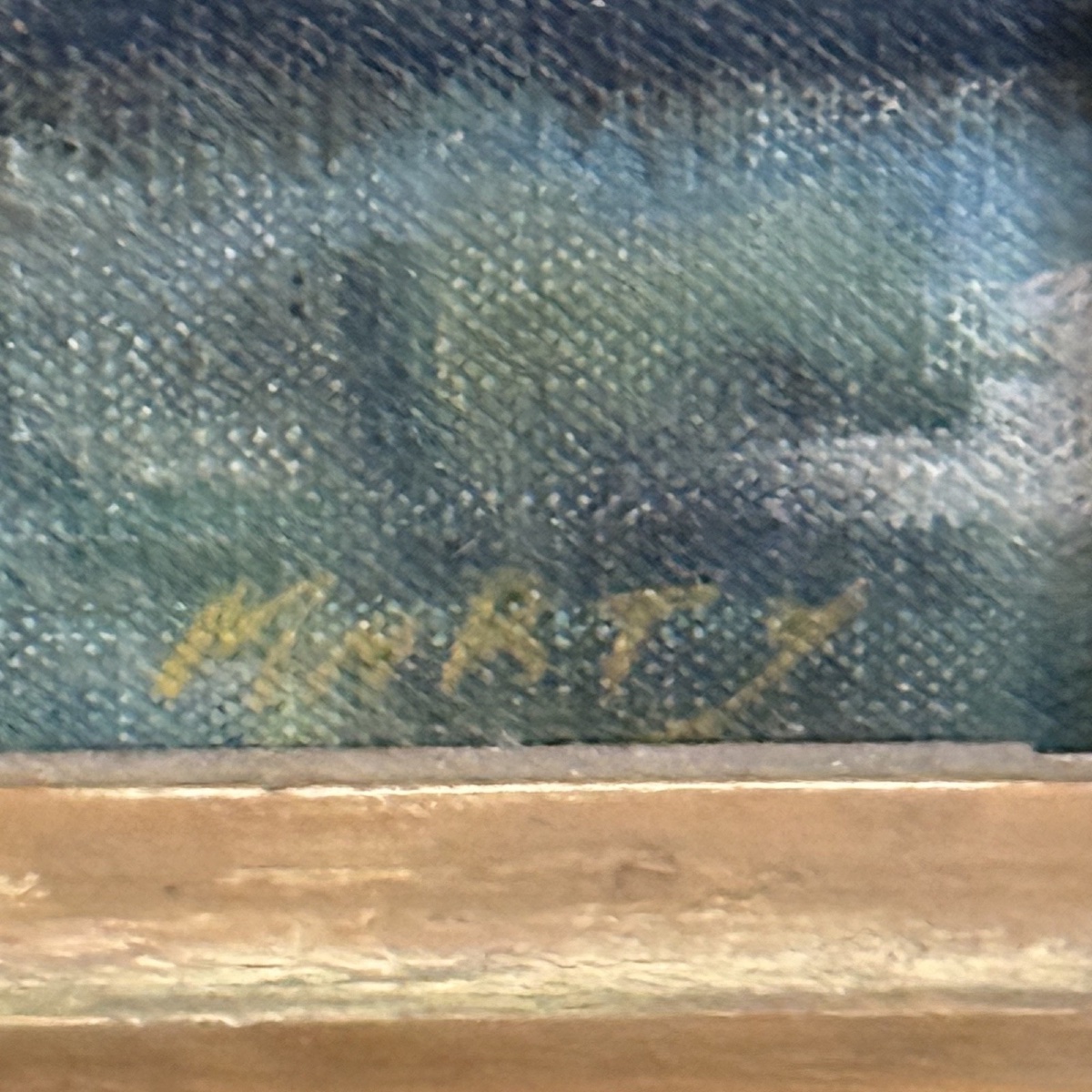 Huile sur panneau début XXe des arbres et un ruisseau par Marty-photo-1