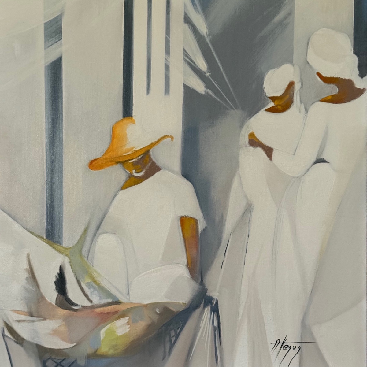 Oil On Canvas Depicting Spaniards By A. Deroy, 1984-photo-1
