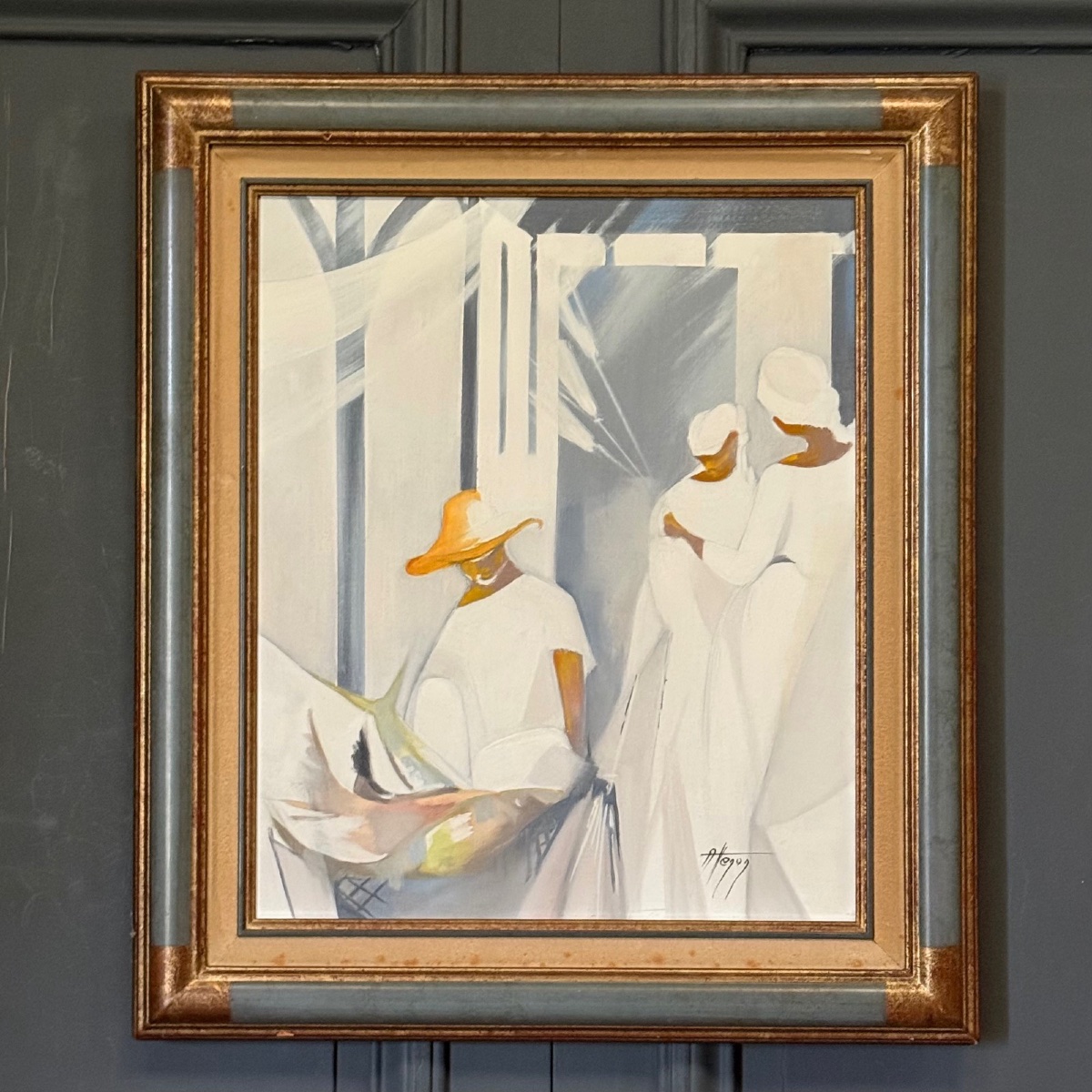 Oil On Canvas Depicting Spaniards By A. Deroy, 1984