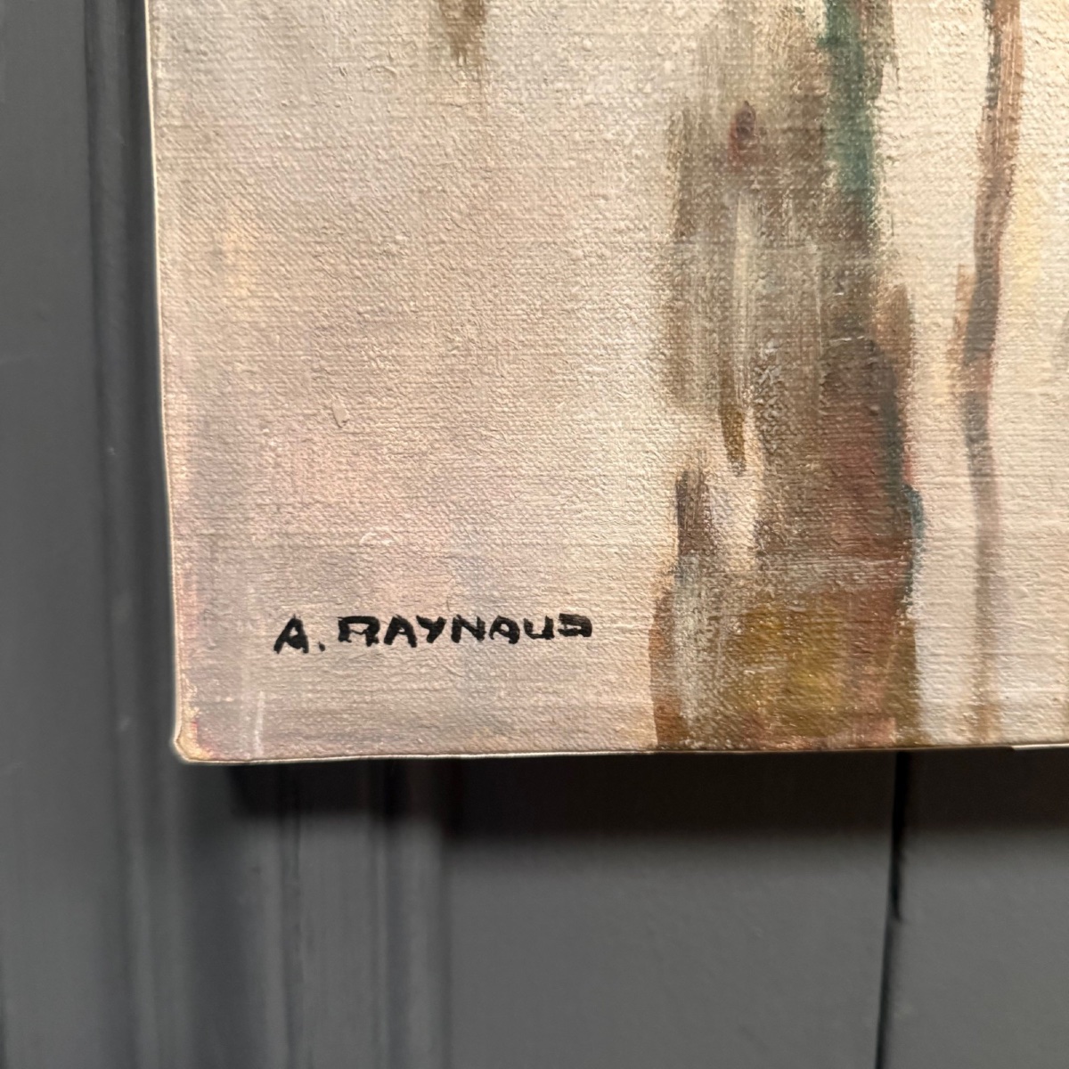 Huile sur toile par A. Raynaud XXe représentant le marais de Saintonge -photo-4