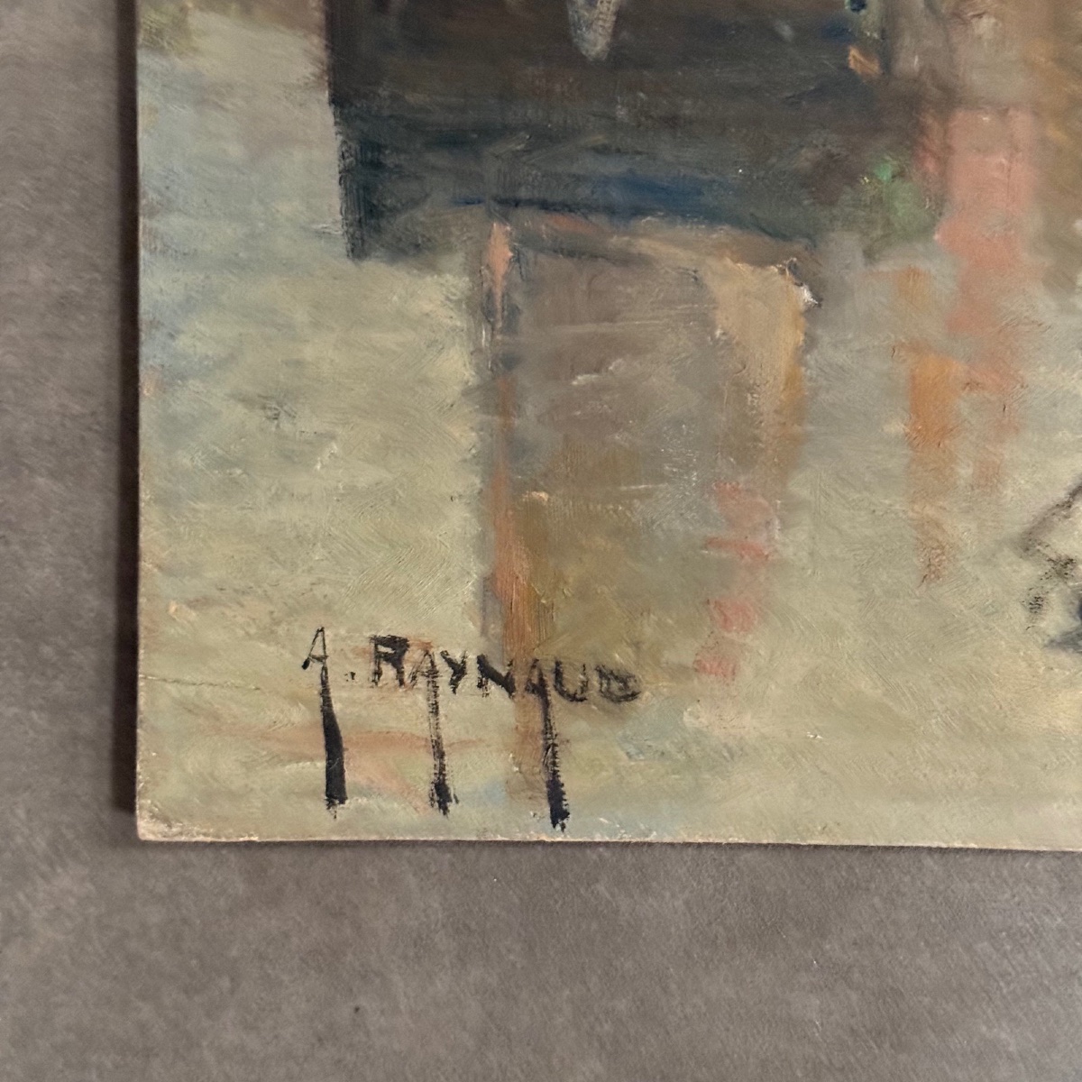 Huile sur panneau par Alexandre Raynaud port de La Rochelle XXe bateaux -photo-4