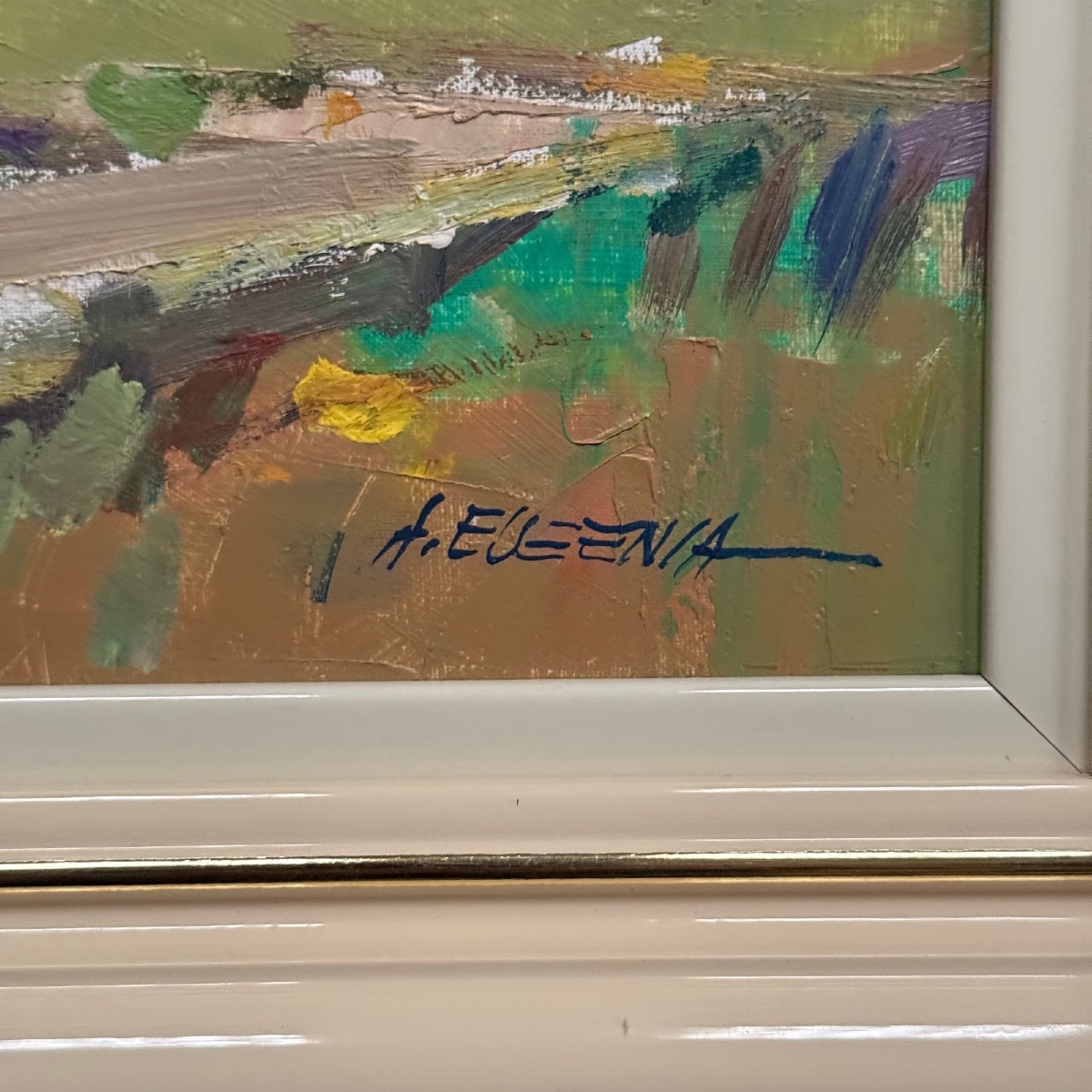 Huile sur toile par A. Egeenia paysage du Sud XXe -photo-2