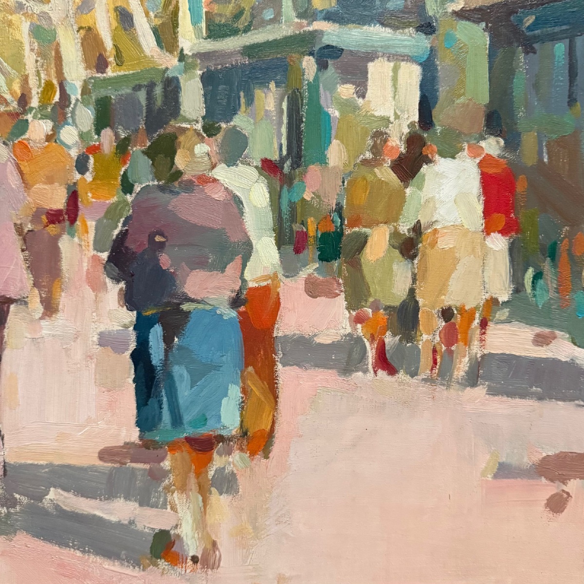 Oil On Canvas: "the Flower Market In Nice" By A. Eugenia, 20th Century-photo-2