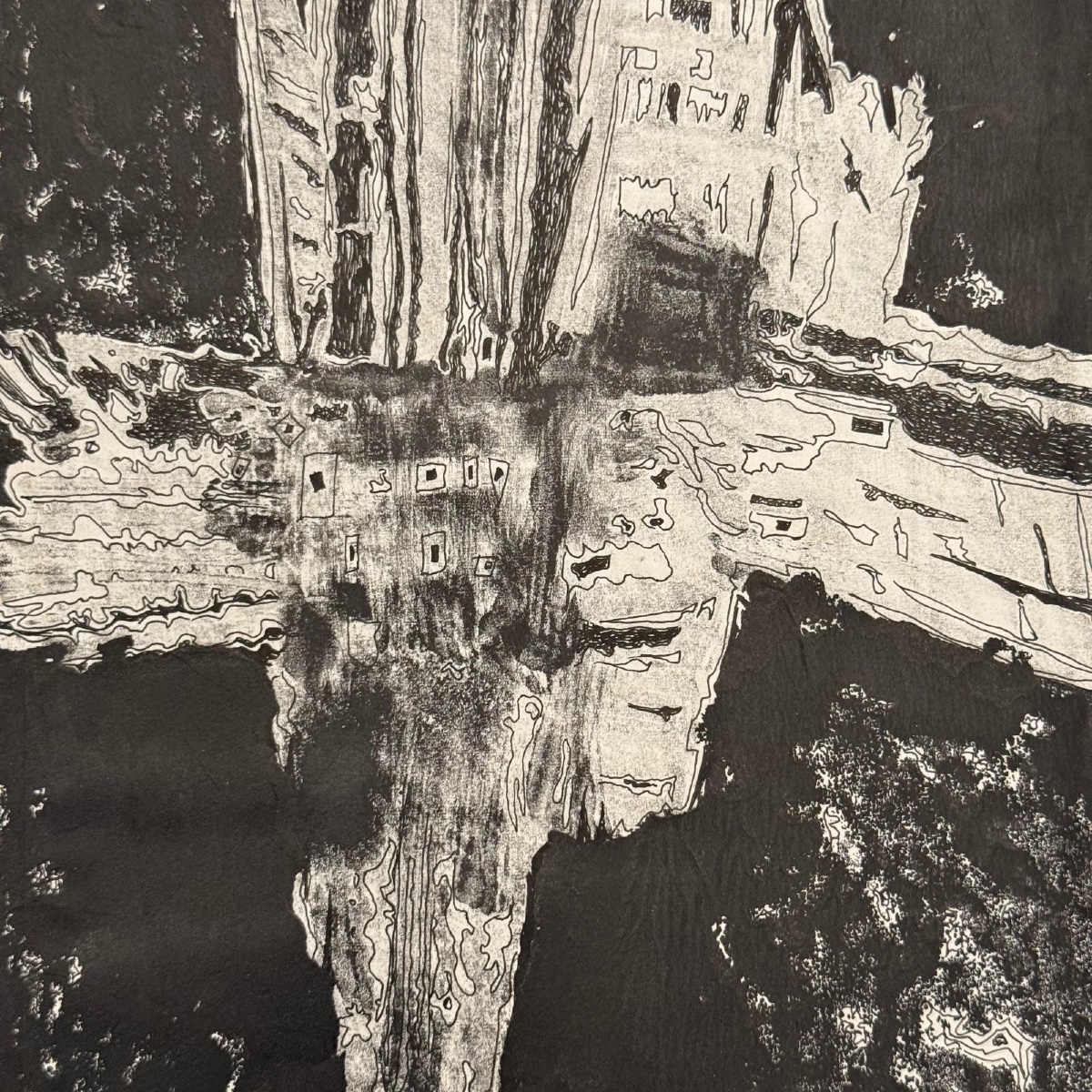 Dessin composition moderne 1970 par François de Chabot-photo-4