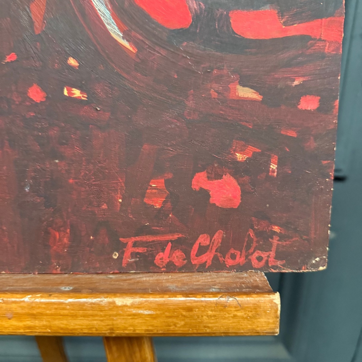 Oil On Cardboard, Modern Composition By François De Chabot, 1960–70 -photo-1