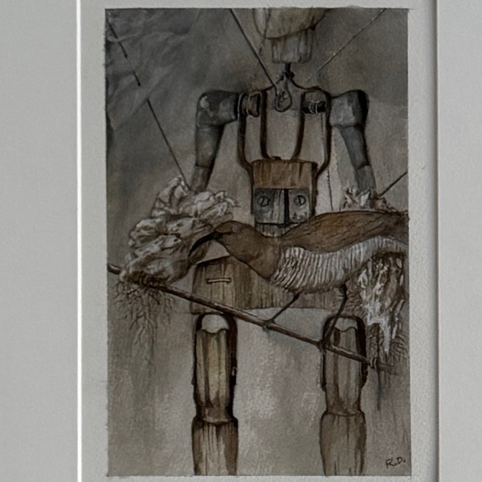 Suite de 6 dessins aquarelles surréalistes par Roland Deville XXe-photo-2