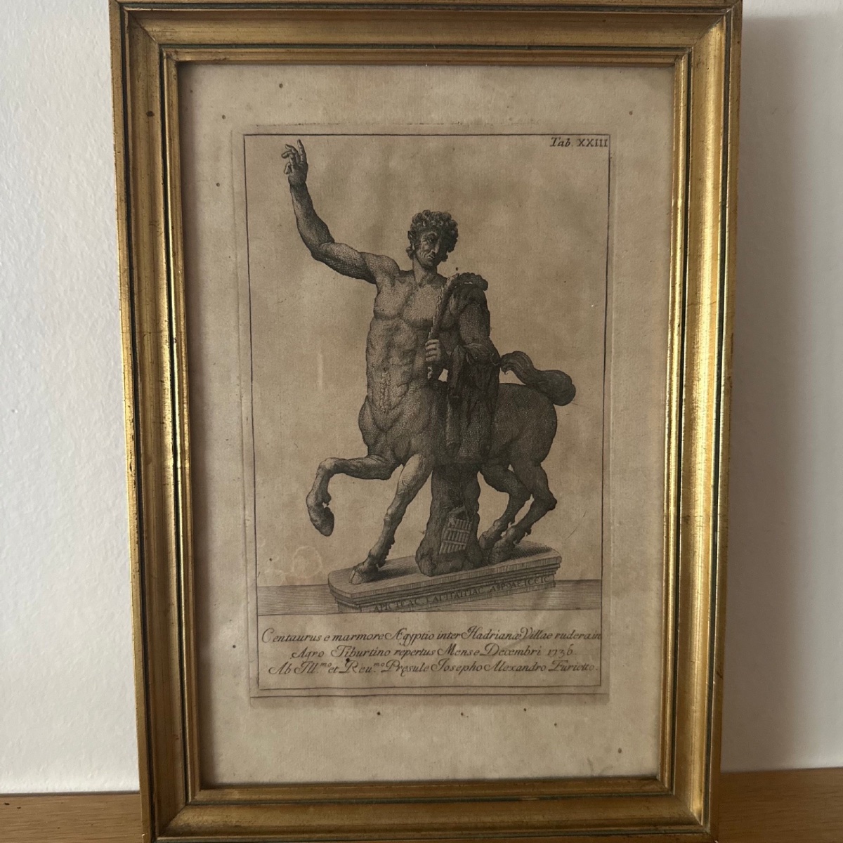 Engraving Depicting An 18th-century Centaur In A Gilded Frame -photo-2