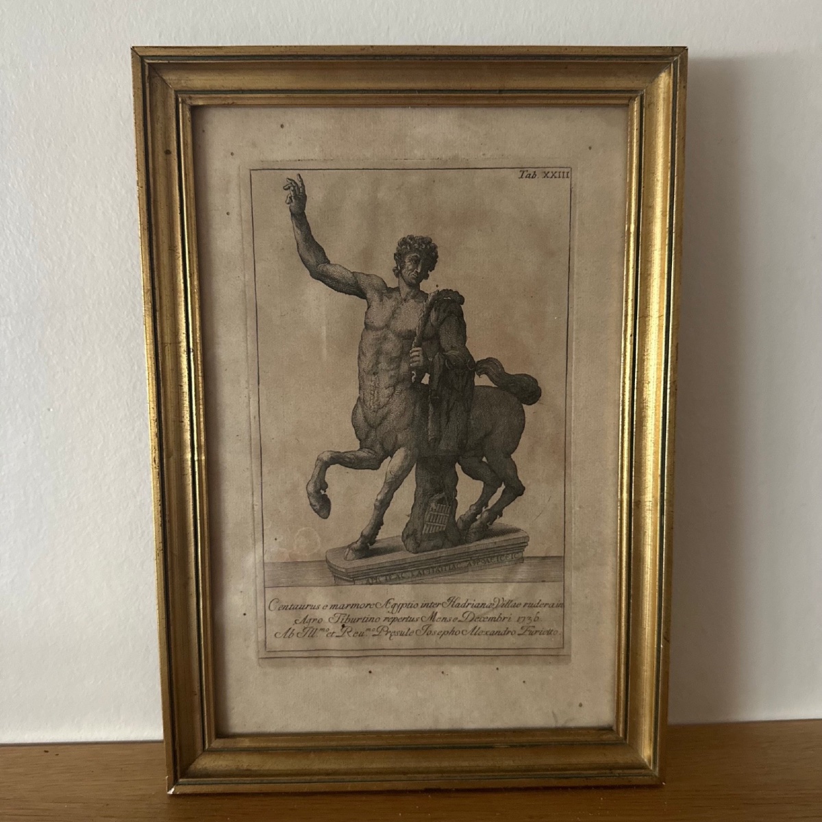 Engraving Depicting An 18th-century Centaur In A Gilded Frame 