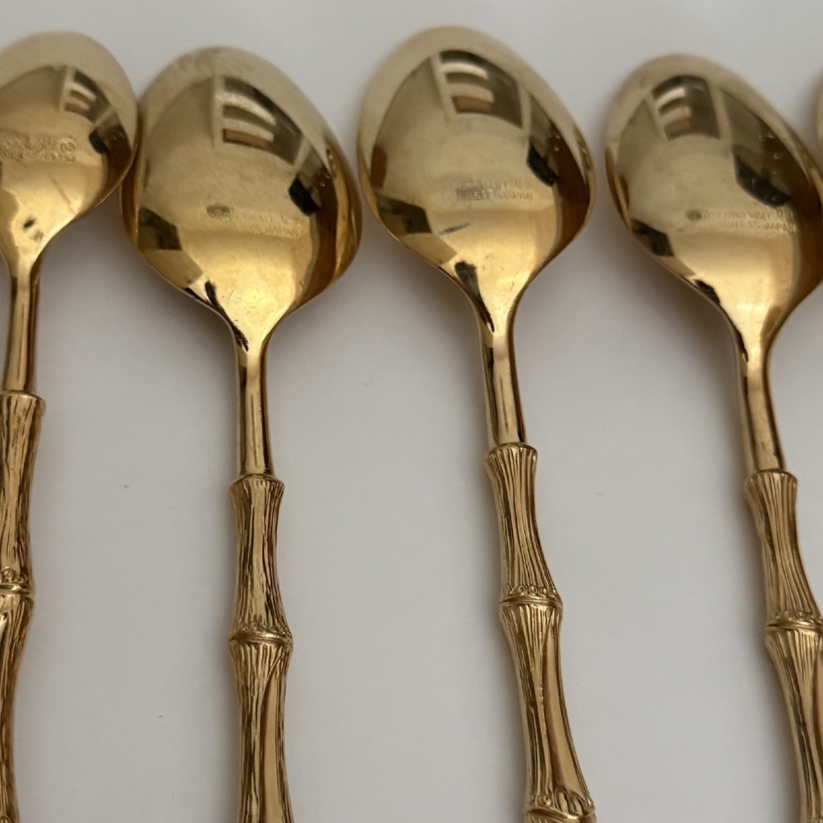 Lot de couverts vintage Oxford Hall Japan dorés manches imitation bambou -photo-5