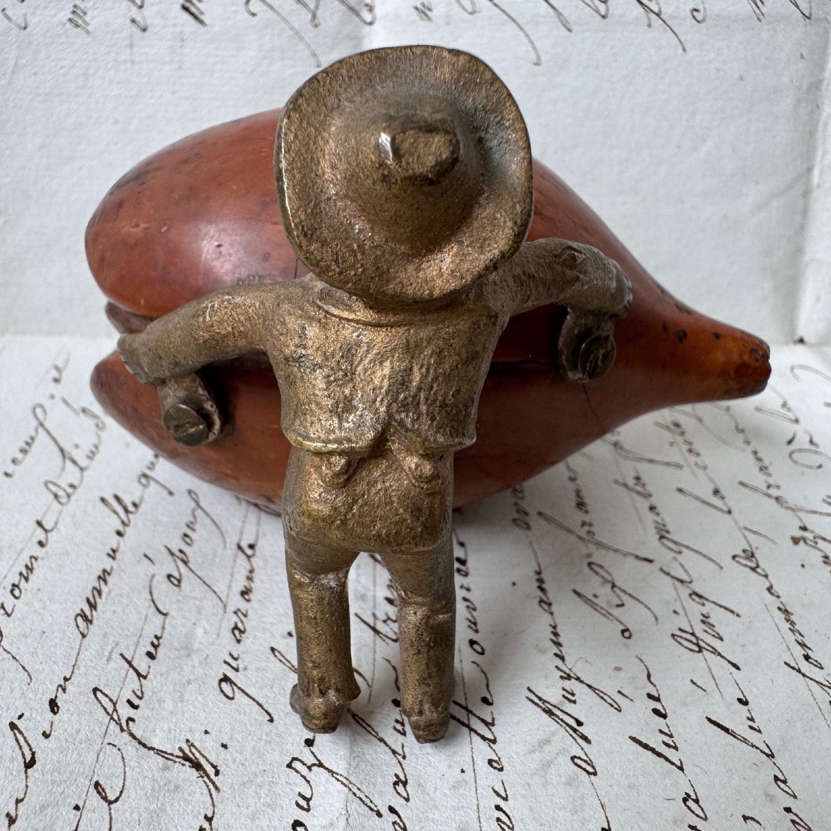 Early 19th-century Bronze Sculpture Of A Sailor Pushing A Mango Made Of Corozo -photo-3
