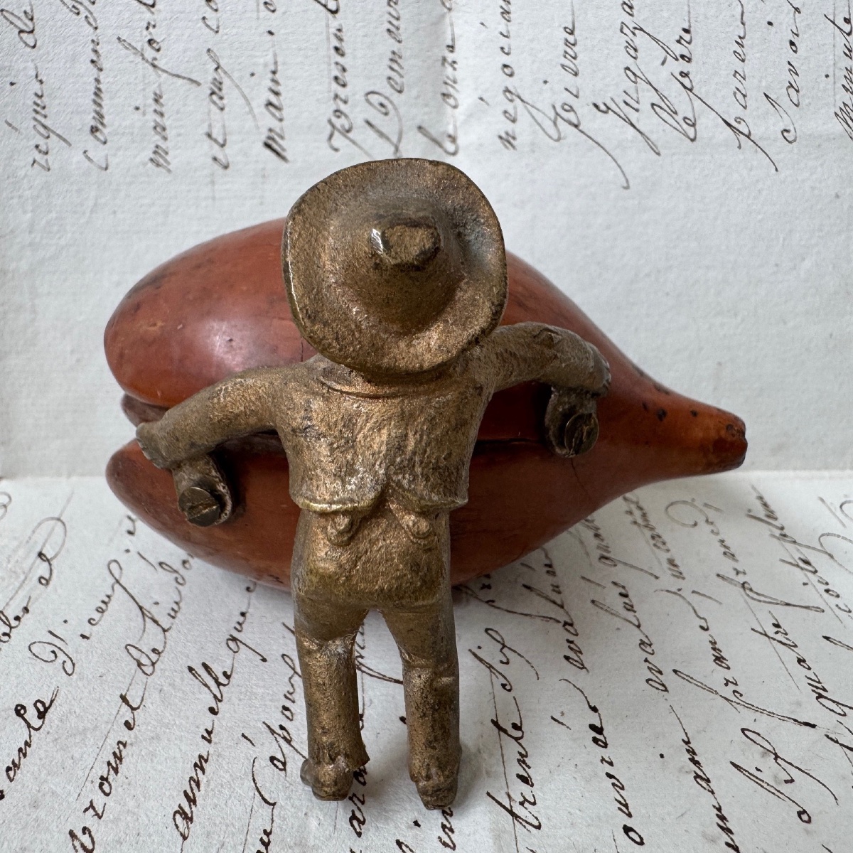Early 19th-century Bronze Sculpture Of A Sailor Pushing A Mango Made Of Corozo -photo-3