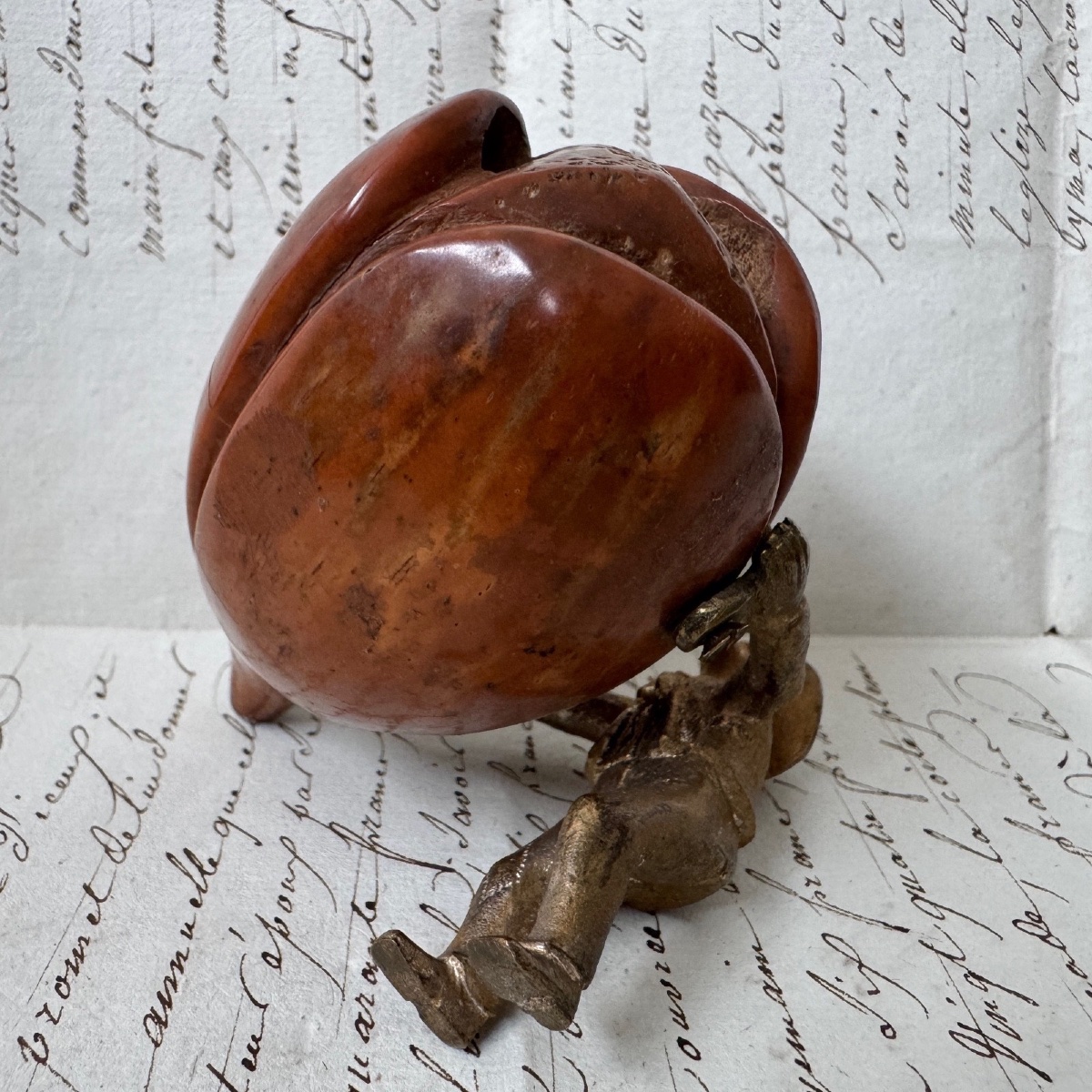 Early 19th-century Bronze Sculpture Of A Sailor Pushing A Mango Made Of Corozo -photo-5