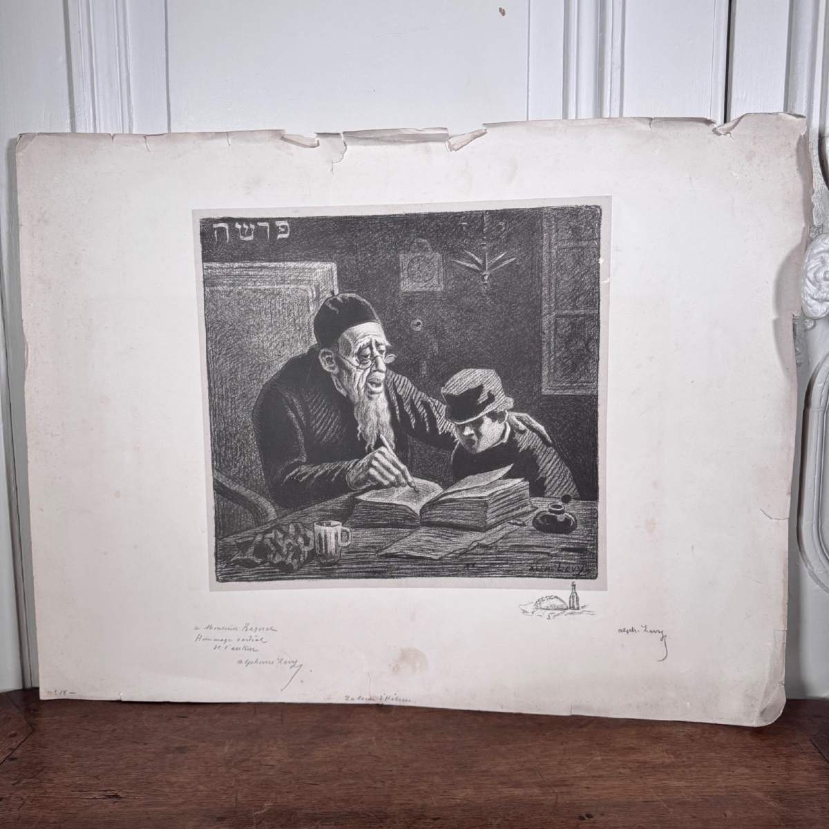 Engraving Titled *the Hebrew Lesson* By Alphonse Lévy-photo-2
