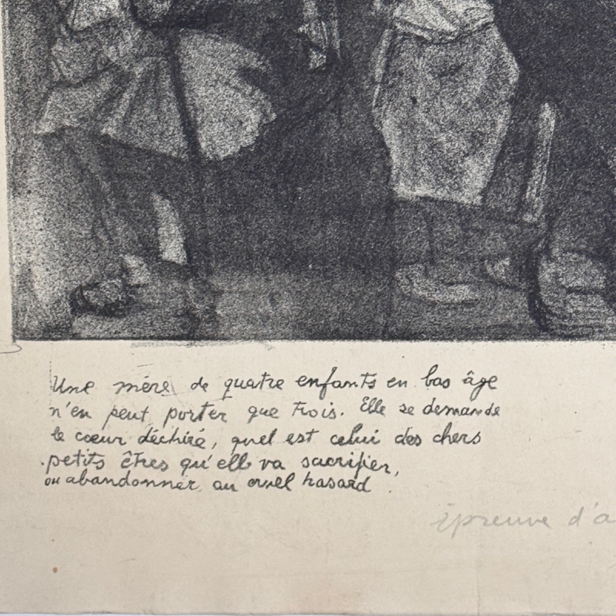 Gravure contresignée Les Mères Serbes vers l'exil par Daniel Vazquez Diaz épreuve d'artiste-photo-1