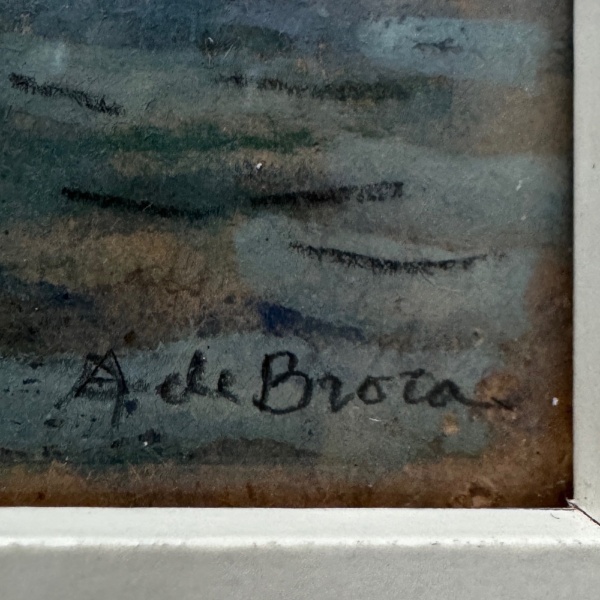 Watercolor On Paper By Alexis De Broca: Children On A Pier And Boats-photo-4