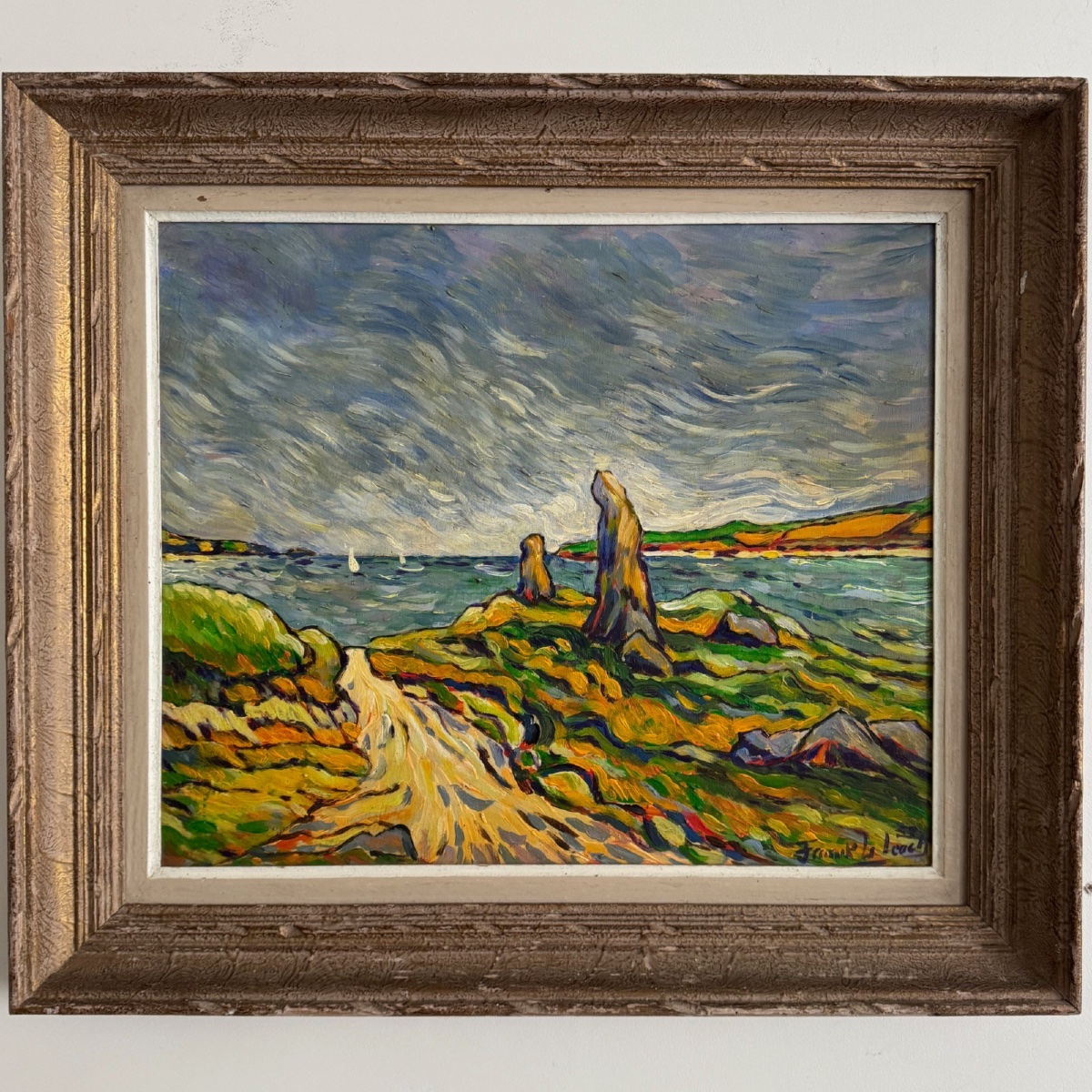 Oil On Canvas, *gulf Of Morbihan* By Franck Le Leach, 1953 -photo-2
