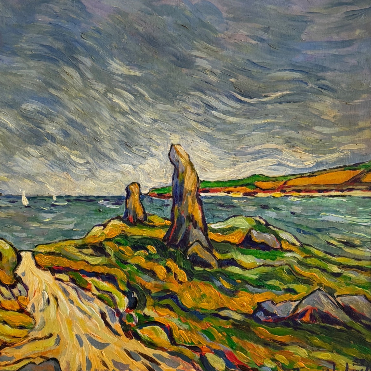 Oil On Canvas, *gulf Of Morbihan* By Franck Le Leach, 1953 -photo-4
