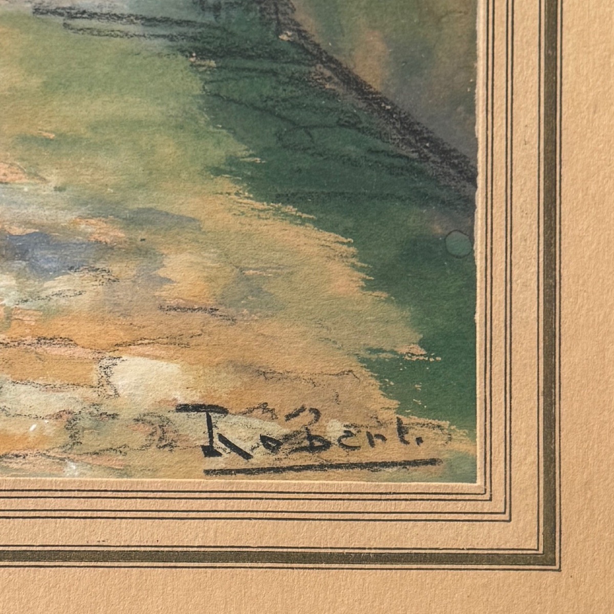 Aquarelle sur papier par Robert XXe bateaux de pêche en Bretagne-photo-1