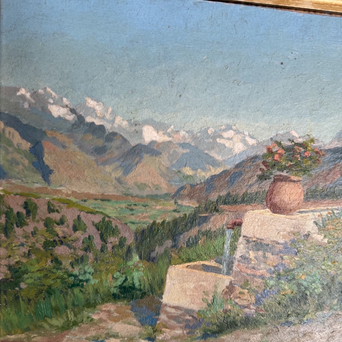 Oil On Panel By M. Jourdanet Depicting A Mountain Landscape-photo-3